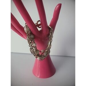 Vintage WHBM White House Black Market Gold Tone Beaded Toggle Jewelry Costume